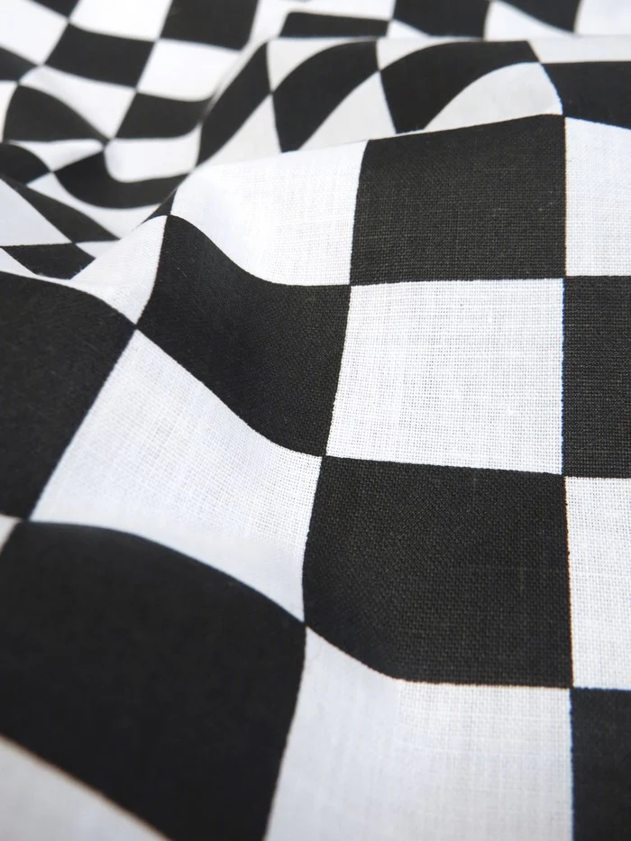 Poly Cotton Printed Fabric Square Checkered / Black/Red / Sold By The Yard - Image 5