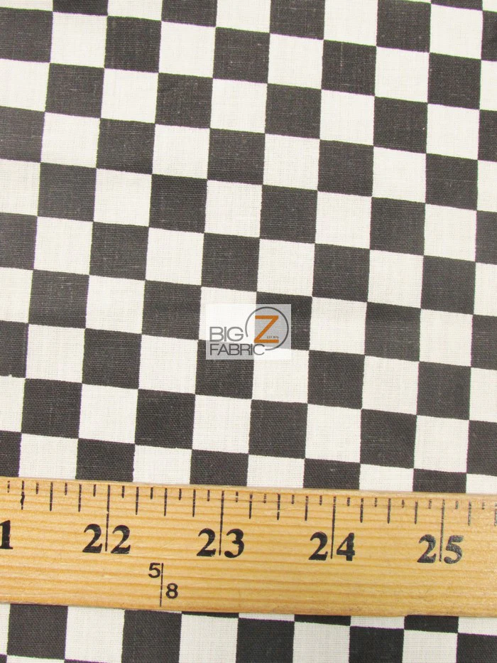 Poly Cotton Printed Fabric Square Checkered / Mini Black/White / Sold By The Yard - Image 3