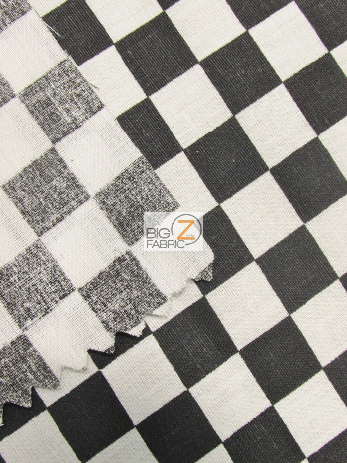 Poly Cotton Printed Fabric Square Checkered / Mini Black/White / Sold By The Yard - Image 4