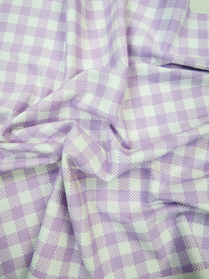 Printed Spandex Fabric – Checkered Lavender - Image 2