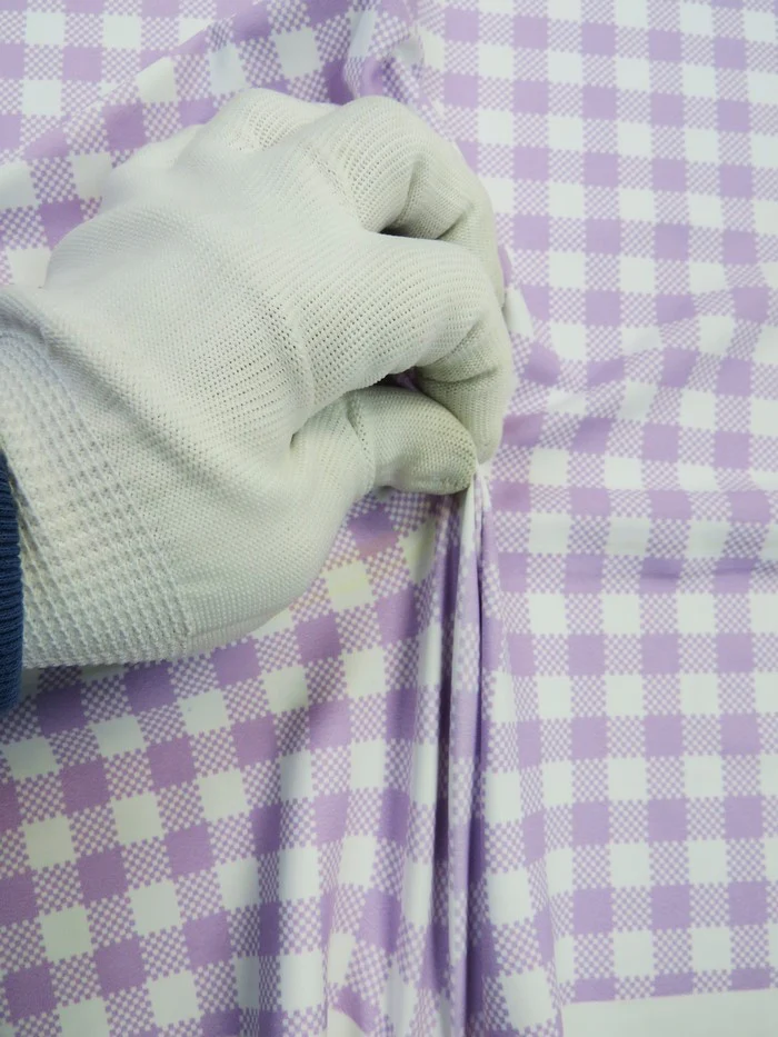 Printed Spandex Fabric – Checkered Lavender - Image 4
