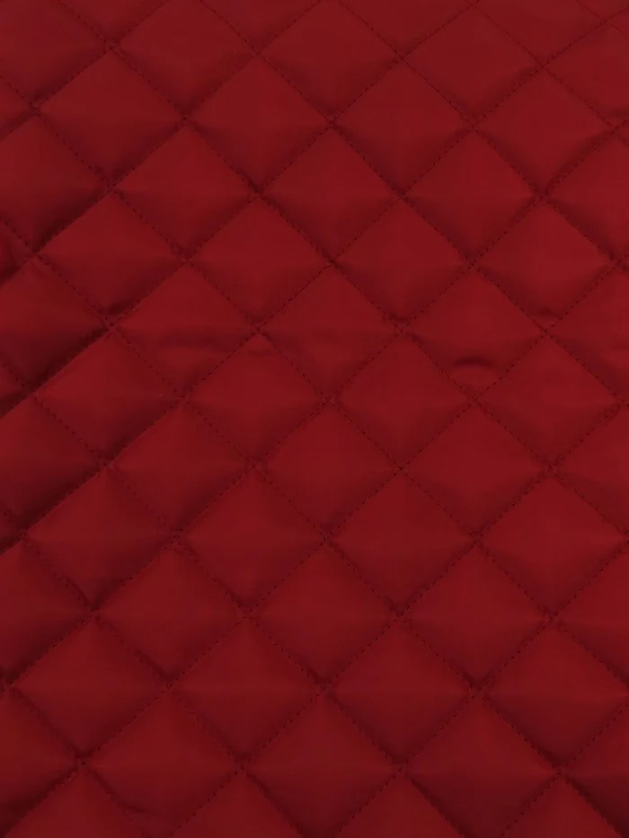 Quilted Polyester Batting Upholstery Fabric / Red / Sold By The Yard