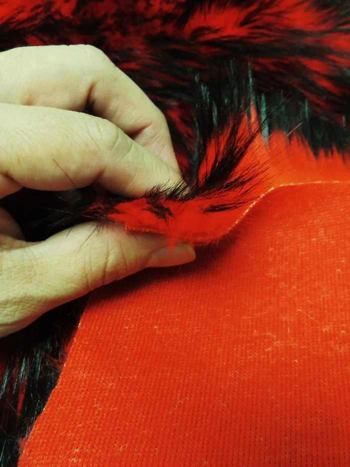 Red/Black Poison Spike Shag Faux Fur Fabric / Sold by the Yard - Image 3