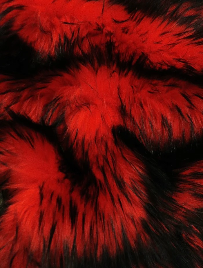 Red/Black Poison Spike Shag Faux Fur Fabric / Sold by the Yard - Image 5