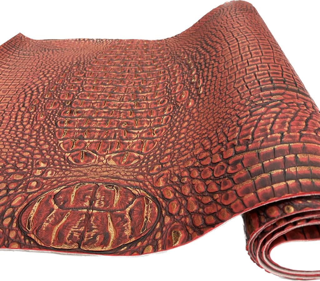 Red/Gold Metallic Caiman Gator Vinyl - Image 2