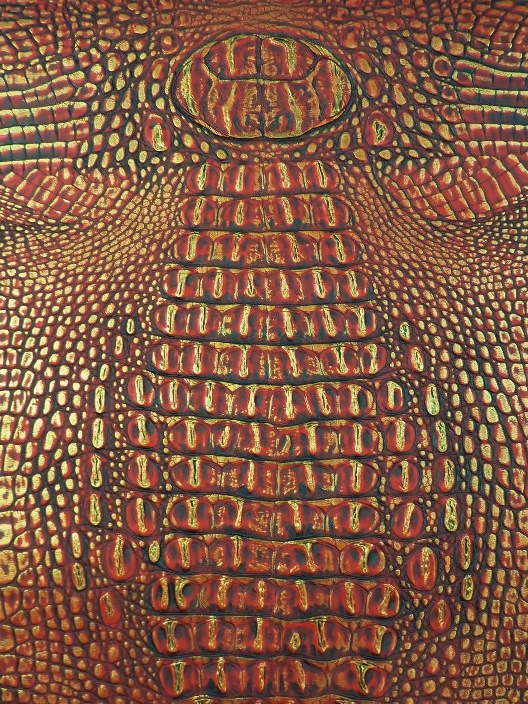 Red/Gold Metallic Caiman Gator Vinyl / 30 Yard Roll
