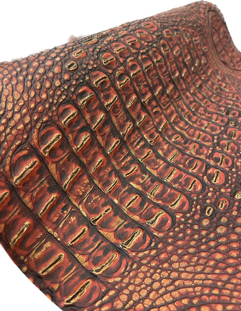 Red/Gold Metallic Caiman Gator Vinyl / 30 Yard Roll - Image 3