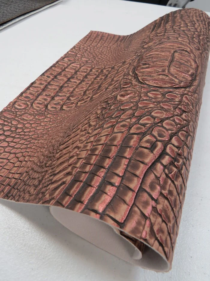 Rose Bronze Metallic Caiman Gator Vinyl / 30 Yard Roll - Image 3