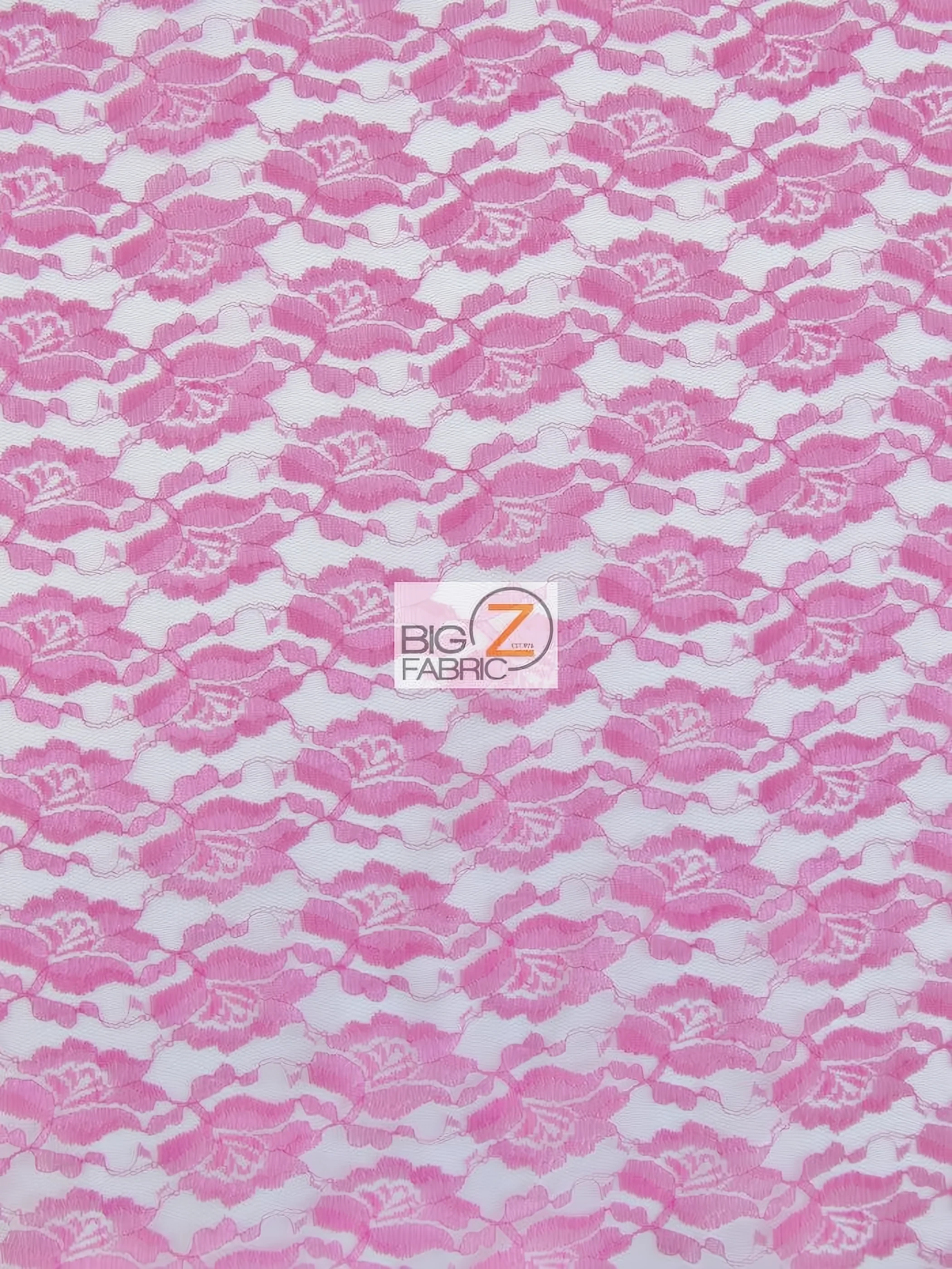 Rose/Flower Lace Fabric / Fuchsia / Sold By The Yard
