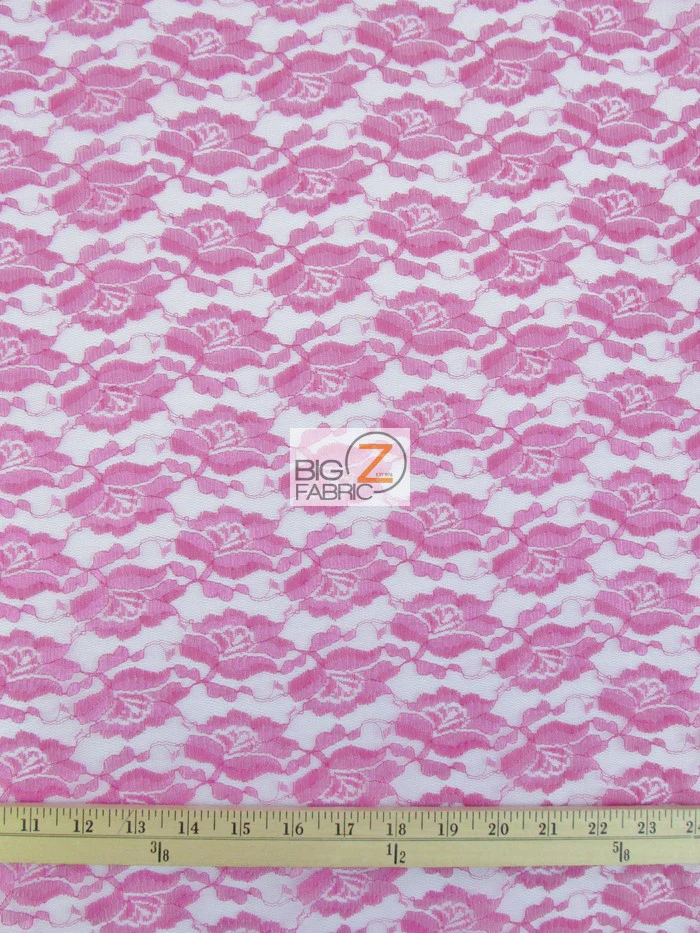 Rose/Flower Lace Fabric / Fuchsia / Sold By The Yard - Image 2