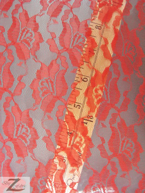 Rose/Flower Lace Fabric / Lime / Sold By The Yard - Image 3