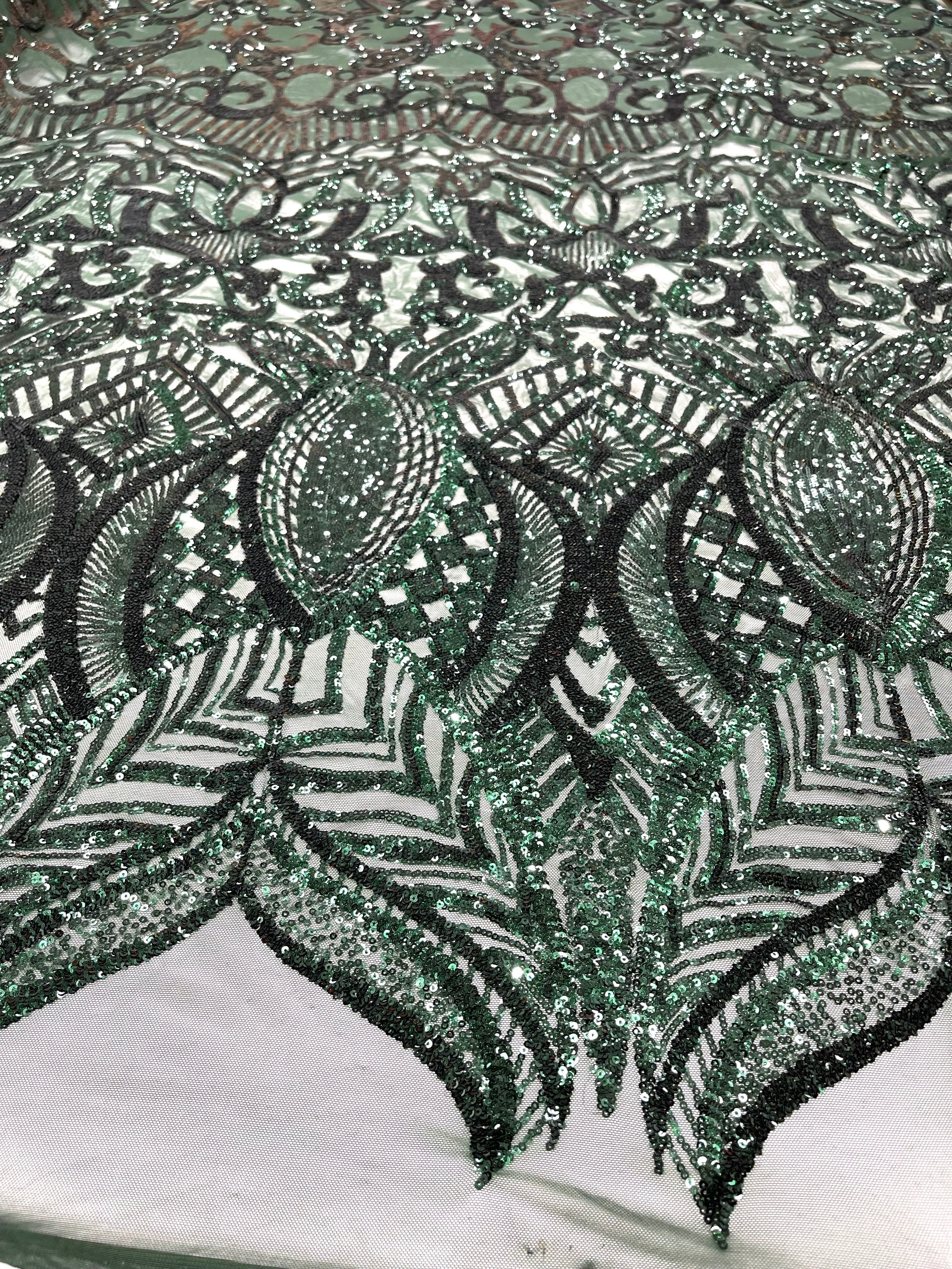 Royalty Damask Iridescent Sequin Stretch Mesh Fabric / Sold by the Yard - Image 29