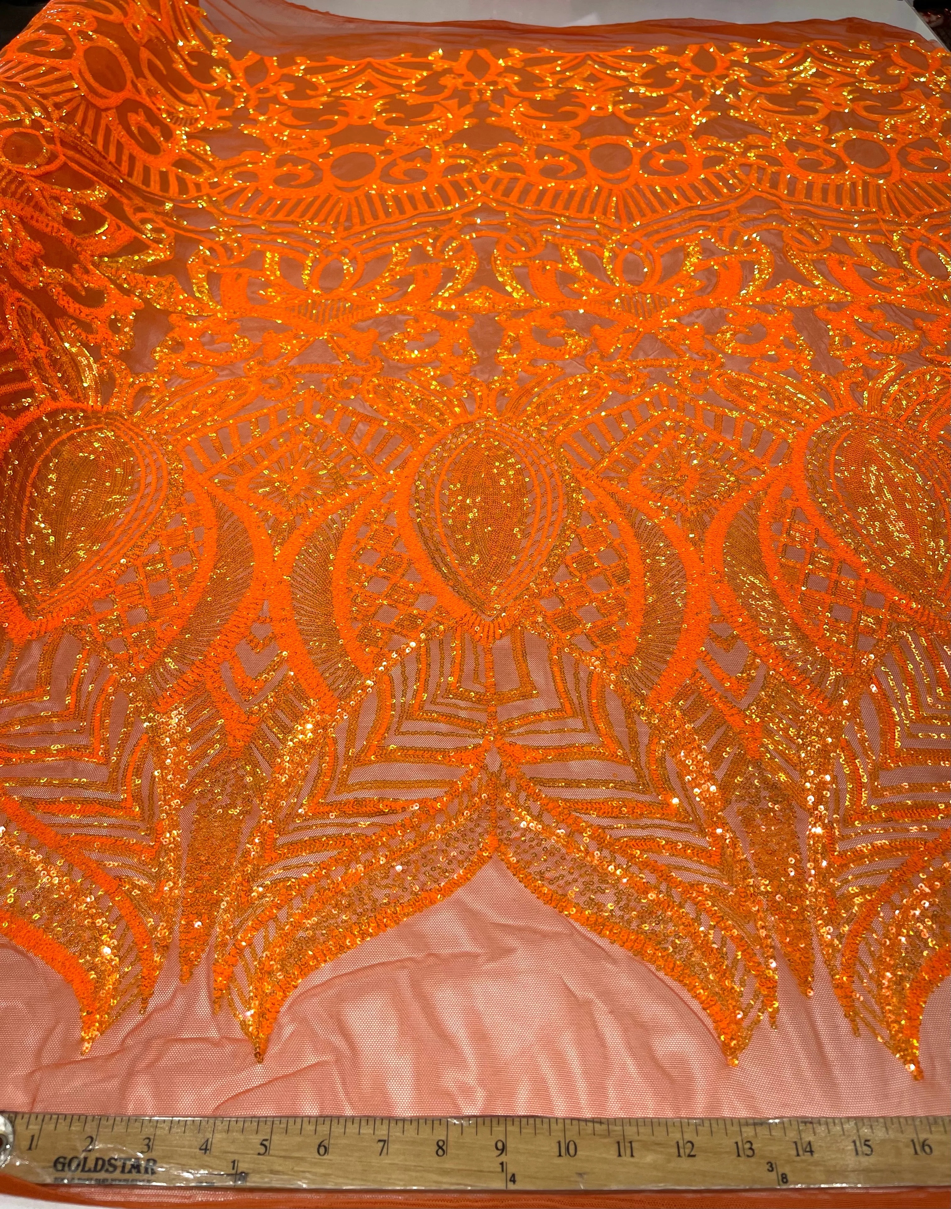 Royalty Damask Iridescent Sequin Stretch Mesh Fabric / Sold by the Yard - Image 6