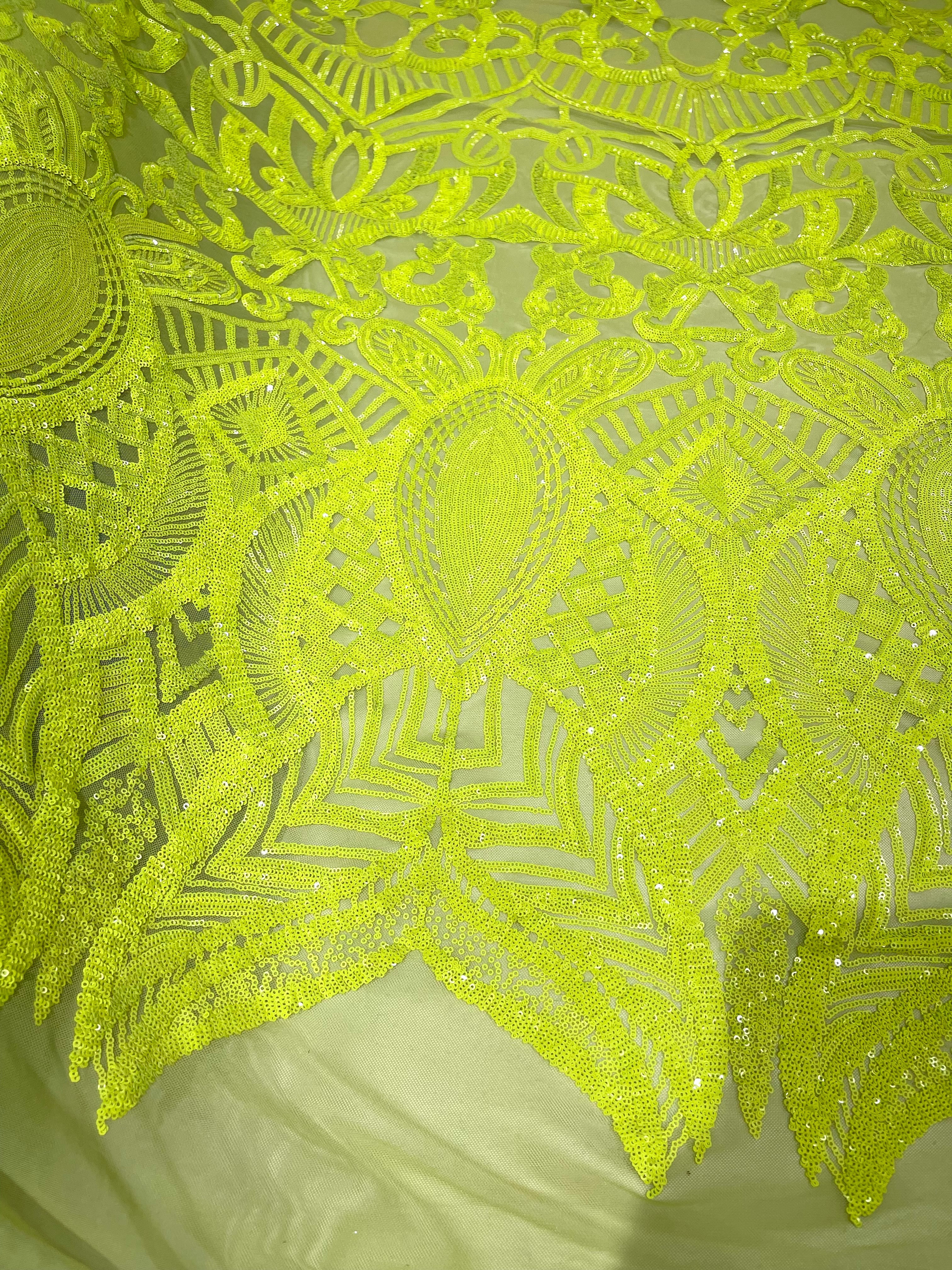 Royalty Damask Iridescent Sequin Stretch Mesh Fabric / Sold by the Yard - Image 7