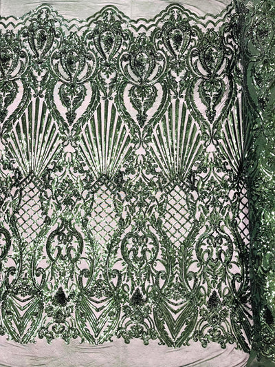 Shell Damask Iridescent Sequin Stretch Mesh Fabric / Sold by the Yard - Image 3
