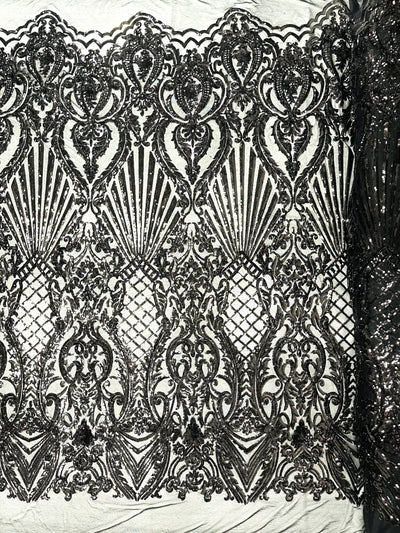 Shell Damask Iridescent Sequin Stretch Mesh Fabric / Sold by the Yard - Image 5