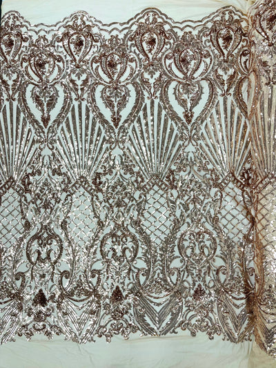 Shell Damask Iridescent Sequin Stretch Mesh Fabric / Sold by the Yard - Image 7
