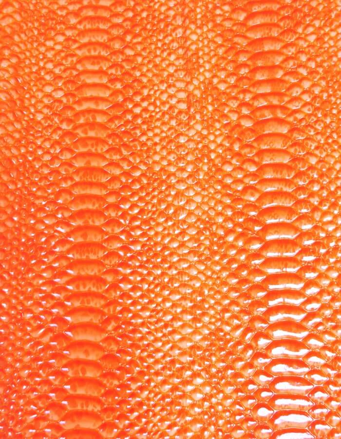 Crush Orange Shiny 3D Serpent Snake Embossed Vinyl Fabric / Sold by the Yard - Image 2