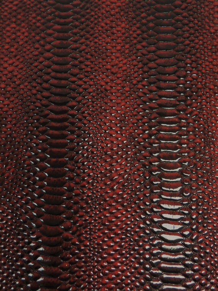 Shiny 3D Serpent Snake Embossed Vinyl Fabric / Devil Red / By The Roll - 30 Yards - Image 2