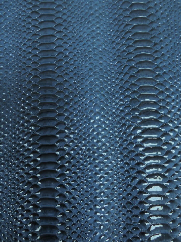 Sapphire Blue Shiny 3D Serpent Snake Embossed Vinyl Fabric / Sold by the Yard - Image 2