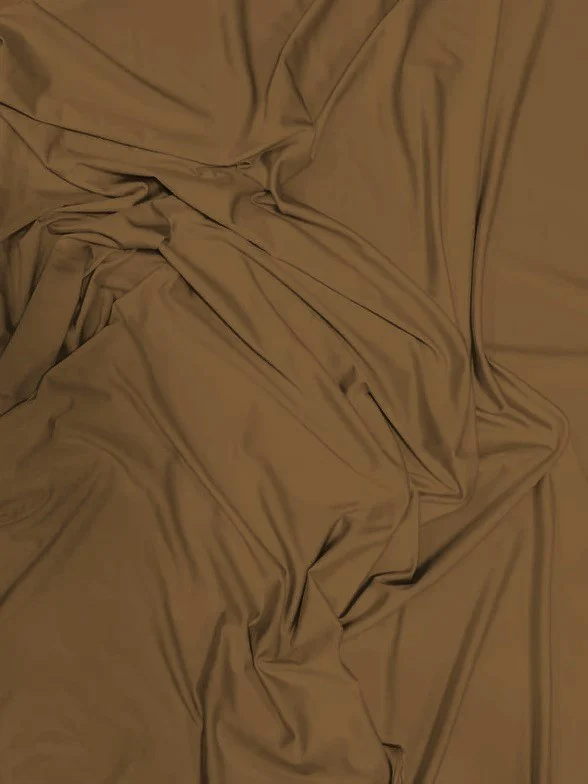 Solid Stretch Spandex Costume Nylon Fabric / Taupe / Sold By The Yard