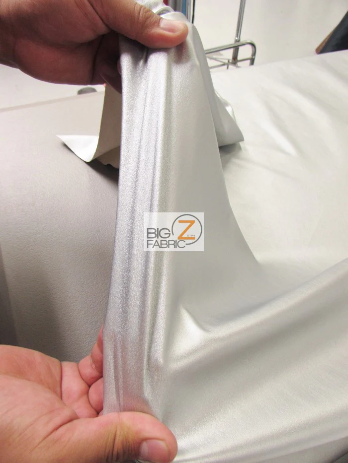 Solid Two Way Stretch Spandex Costume Dance Vinyl Fabric / Silver / Sold By The Yard - Image 3
