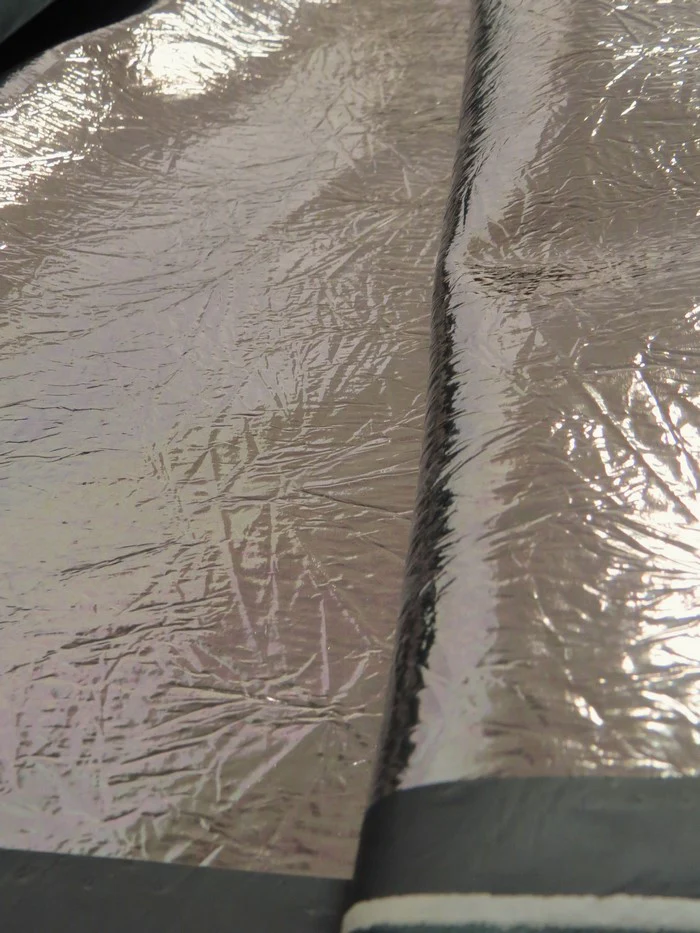 Storm Gray Distressed/Crushed Chrome Metallic Mirror Vinyl Fabric / Sold By The Yard - Image 2