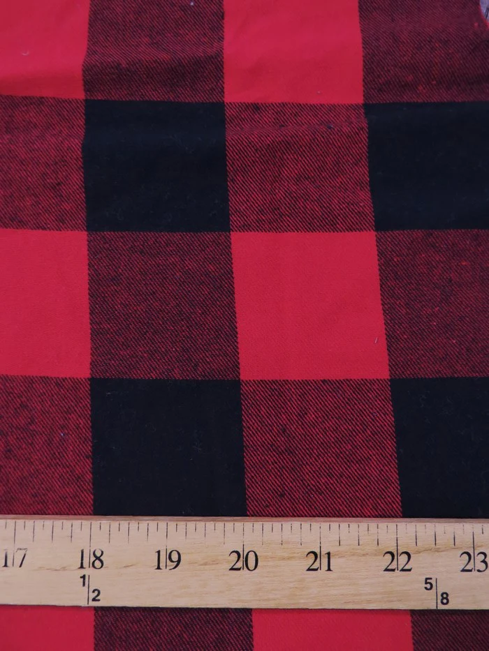 Tartan Plaid Uniform Apparel Flannel Fabric / Big Buffalo Red/Black / Sold By The Yard - Image 2