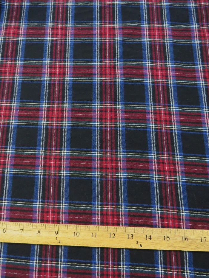 Tartan Plaid Uniform Apparel Flannel Fabric / Black/Red - Image 3
