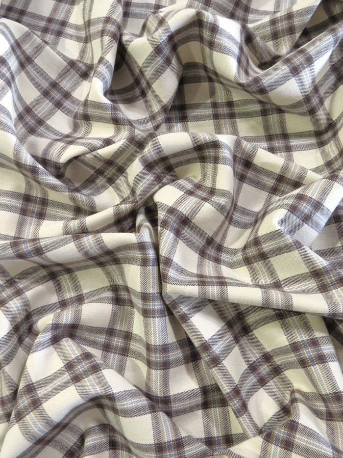 Tartan Plaid Uniform Apparel Flannel Fabric / Brown/Cream / Sold By The Yard - Image 2