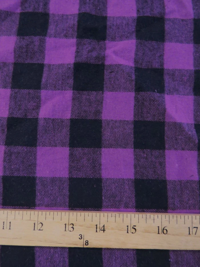 Tartan Plaid Uniform Apparel Flannel Fabric / Buffalo Black/Purple / Sold By The Yard - Image 2