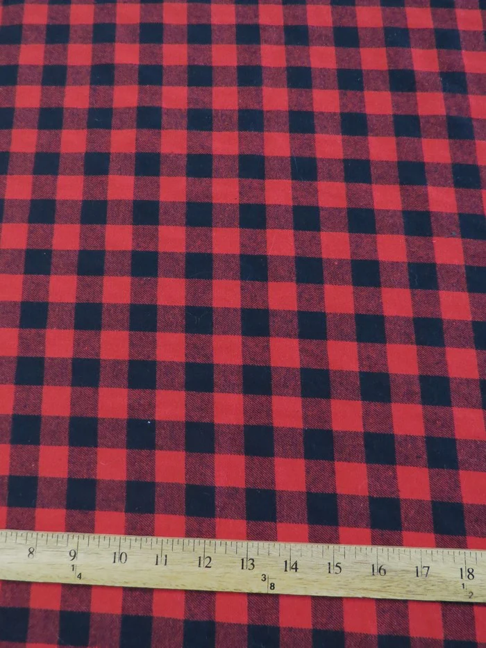 Tartan Plaid Uniform Apparel Flannel Fabric / Buffalo Red/Black / Sold By The Yard - Image 3