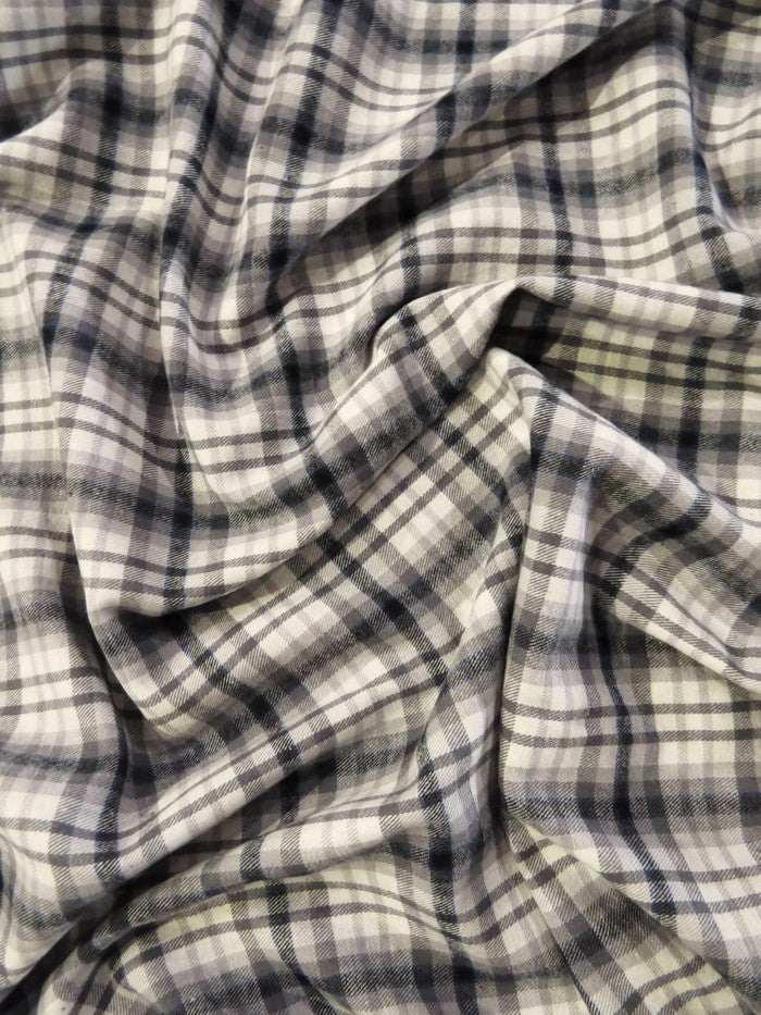 Tartan Plaid Uniform Apparel Flannel Fabric / Gray/Black / Sold By The Yard - Image 2