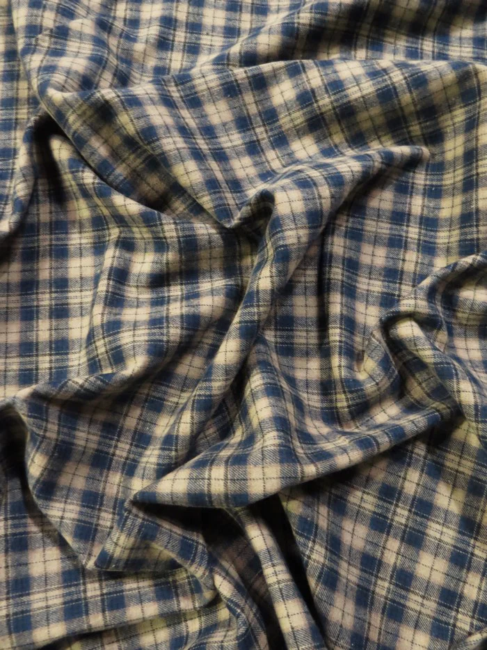 Tartan Plaid Uniform Apparel Flannel Fabric / Khaki/Blue - Image 2