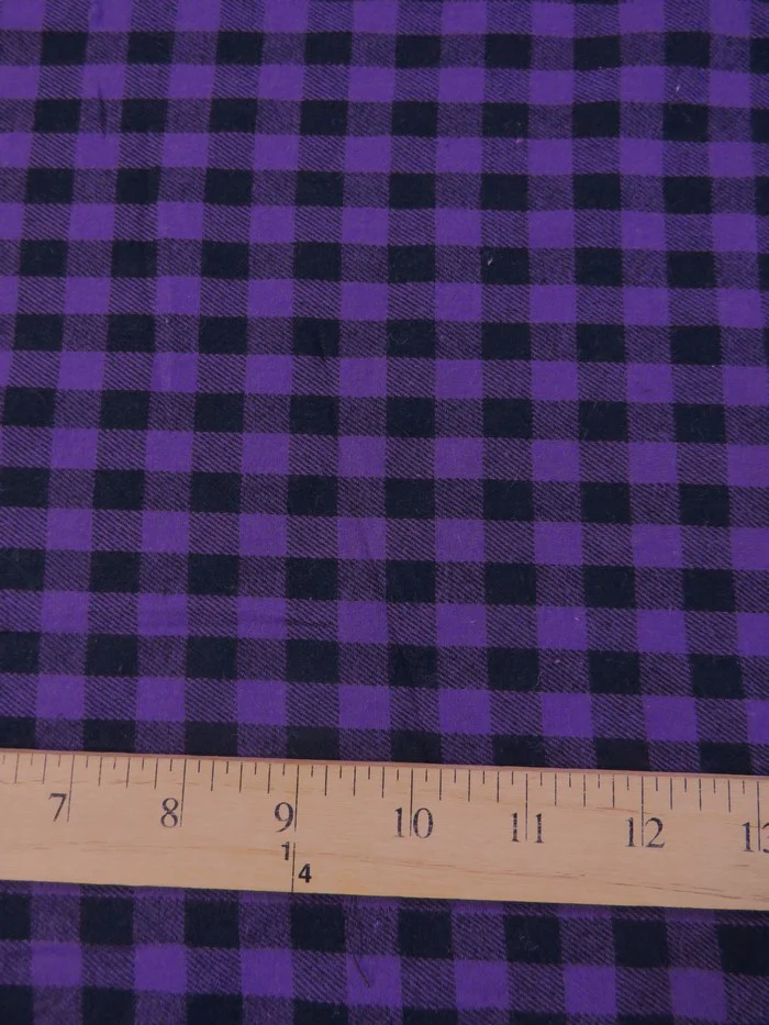 Tartan Plaid Uniform Apparel Flannel Fabric / Mini Buffalo Purple/Black / Sold By The Yard - Image 2