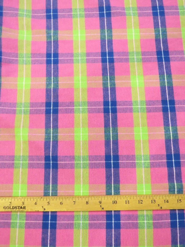 Tartan Plaid Uniform Apparel Flannel Fabric / Multi-Color Pink / Sold By The Yard - Image 3