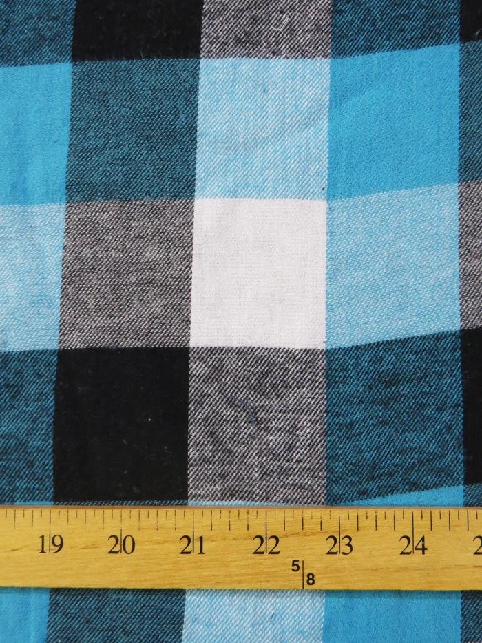 Tartan Plaid Uniform Apparel Flannel Fabric / Multi Turquoise/Black / Sold By The Yard - Image 2
