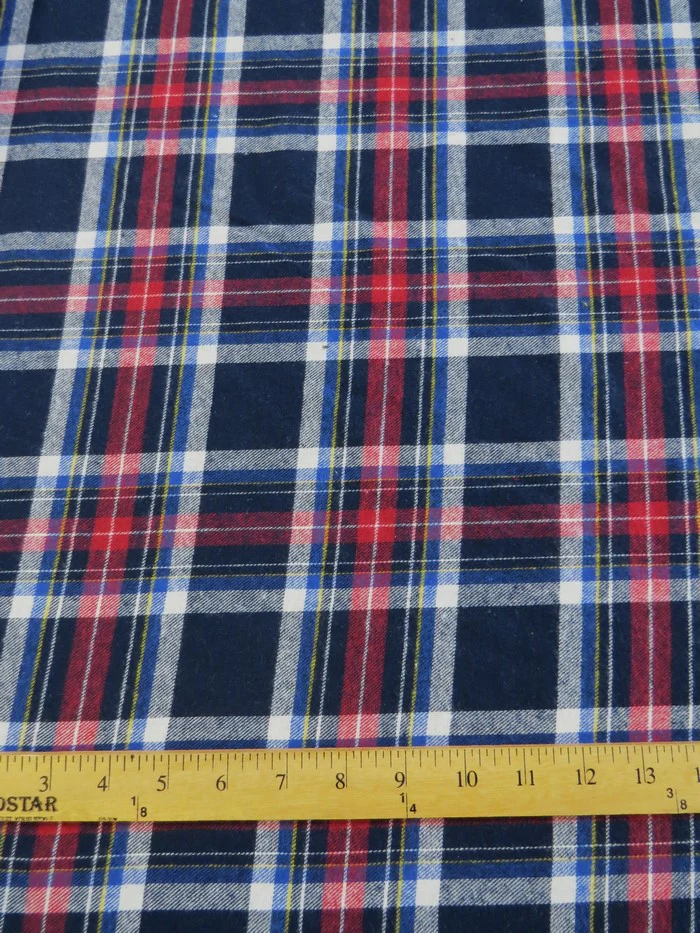 Tartan Plaid Uniform Apparel Flannel Fabric / Navy/Red / Sold By The Yard - Image 3