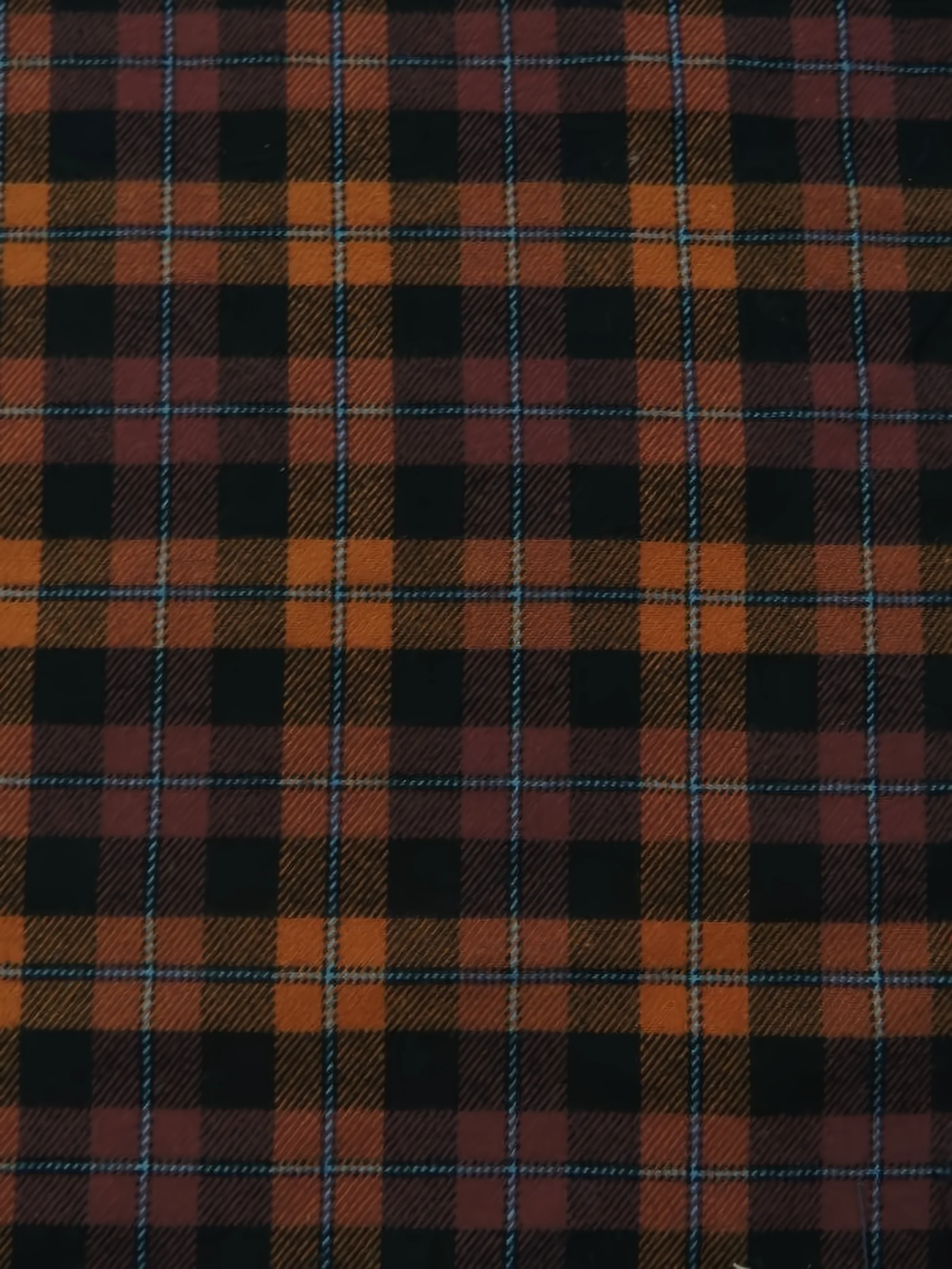 Tartan Plaid Uniform Apparel Flannel Fabric / Orange/Black / Sold By The Yard