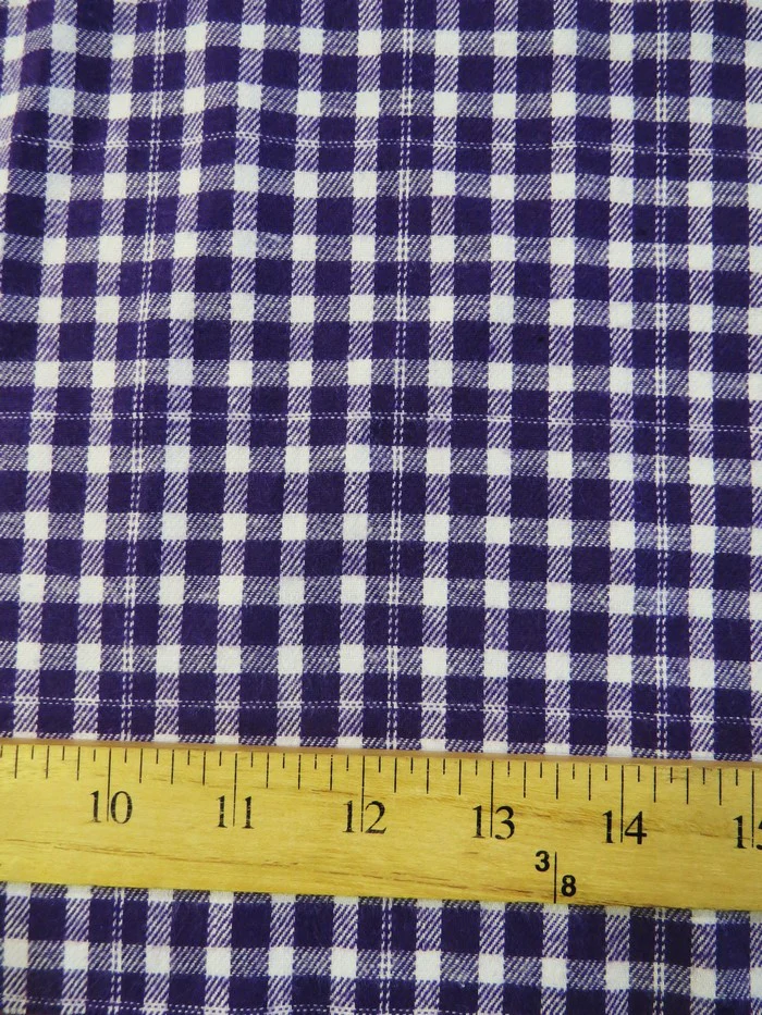 Tartan Plaid Uniform Apparel Flannel Fabric / Purple/White / Sold By The Yard - Image 2