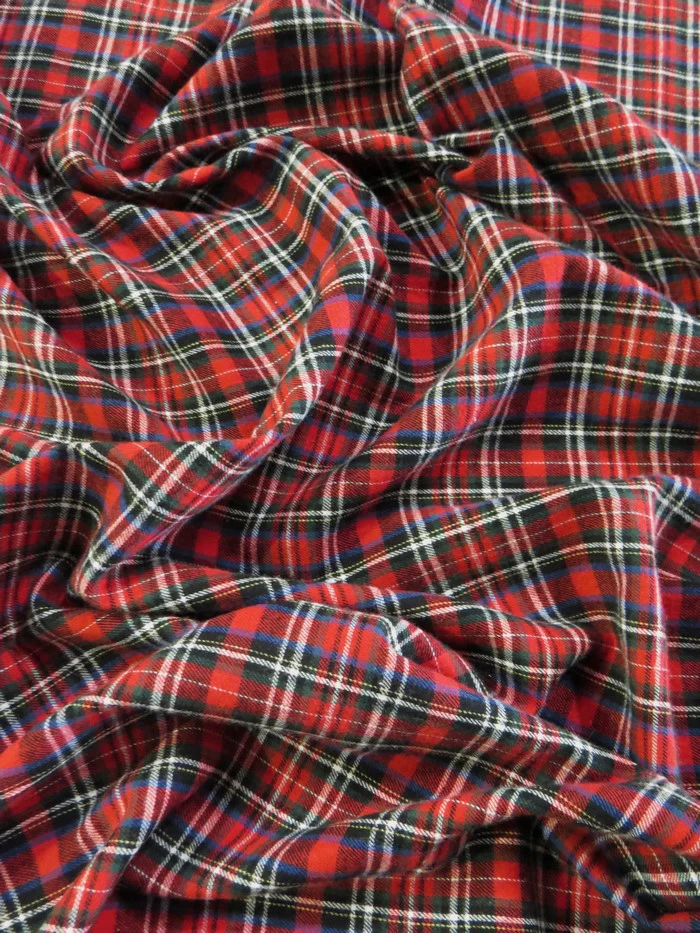 Tartan Plaid Uniform Apparel Flannel Fabric / Red/Black - Image 2