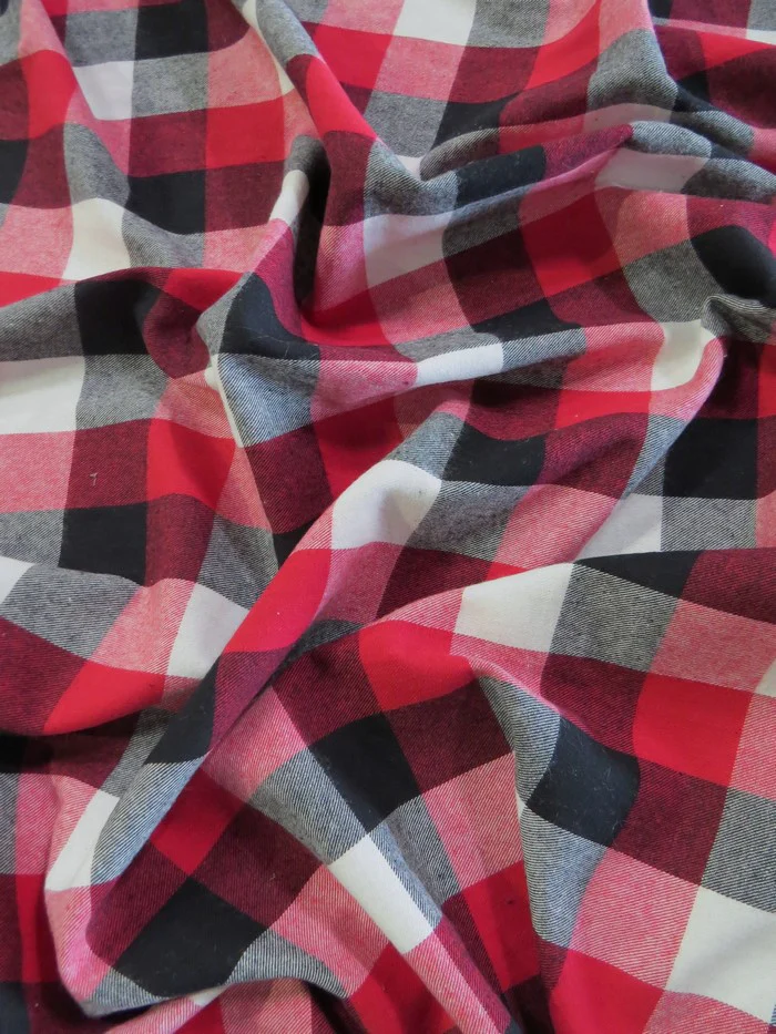 Tartan Plaid Uniform Apparel Flannel Fabric / Red/Black/White - Image 2
