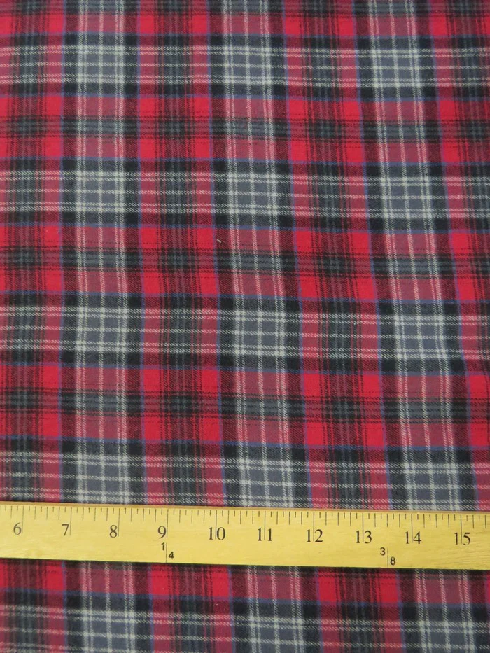 Tartan Plaid Uniform Apparel Flannel Fabric / Red/Gray - Image 3