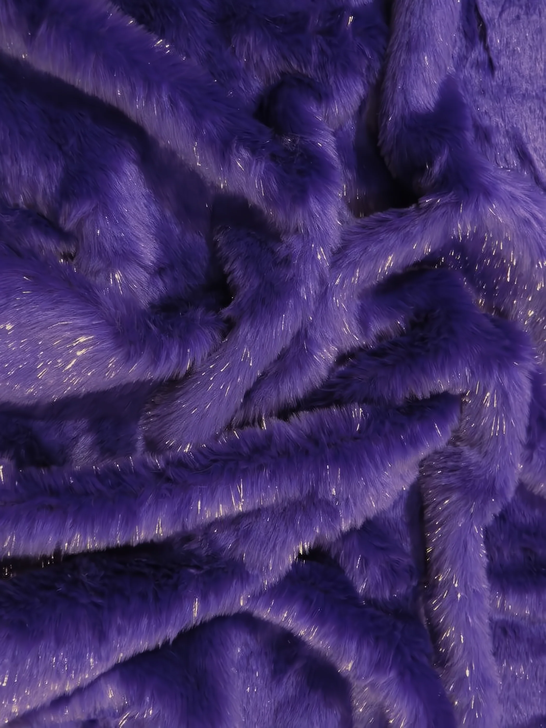 Tinsel Tip Short Shag Faux Fur / Purple Silver / Sold By The Yard