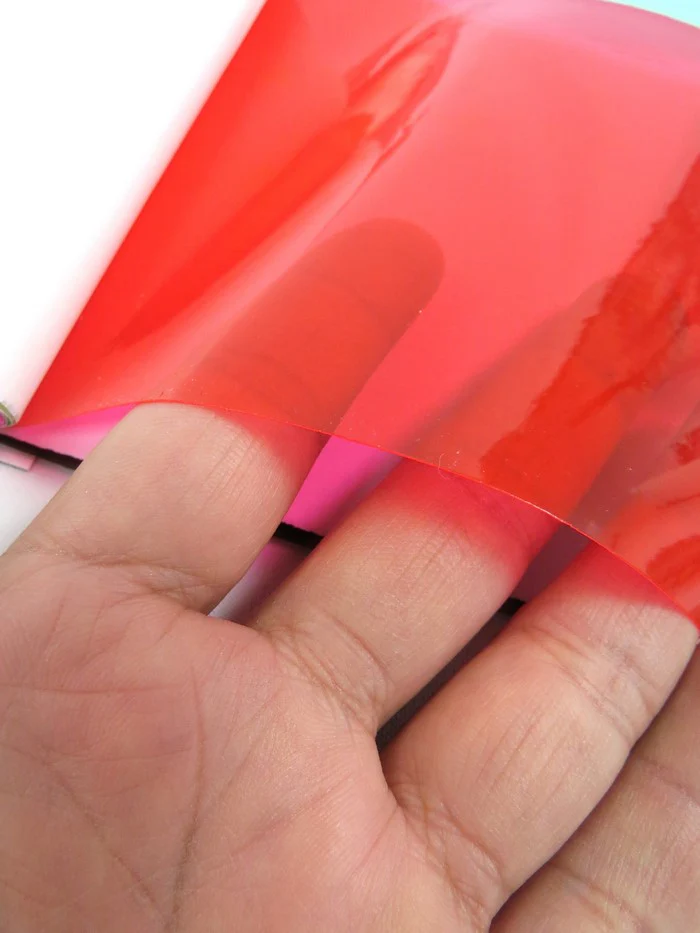 Tinted Plastic Vinyl Fabric / Crimson (12 Gauge) / By The Roll - 30 Yards - Image 2