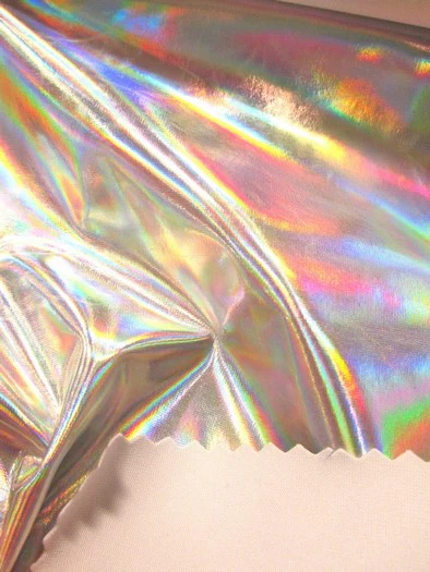 Ultra Holographic Glossy Patent Spandex Vinyl Fabric / Fuchsia / Sold By The Yard - Image 2