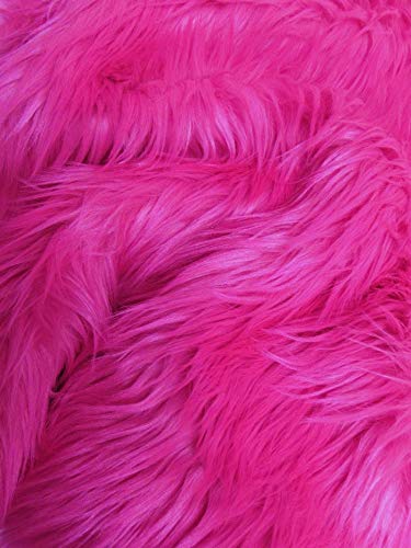 Neon Pink UV Reactive Solid Shaggy Faux Fur Fabric / Sold By The Yard - Image 2