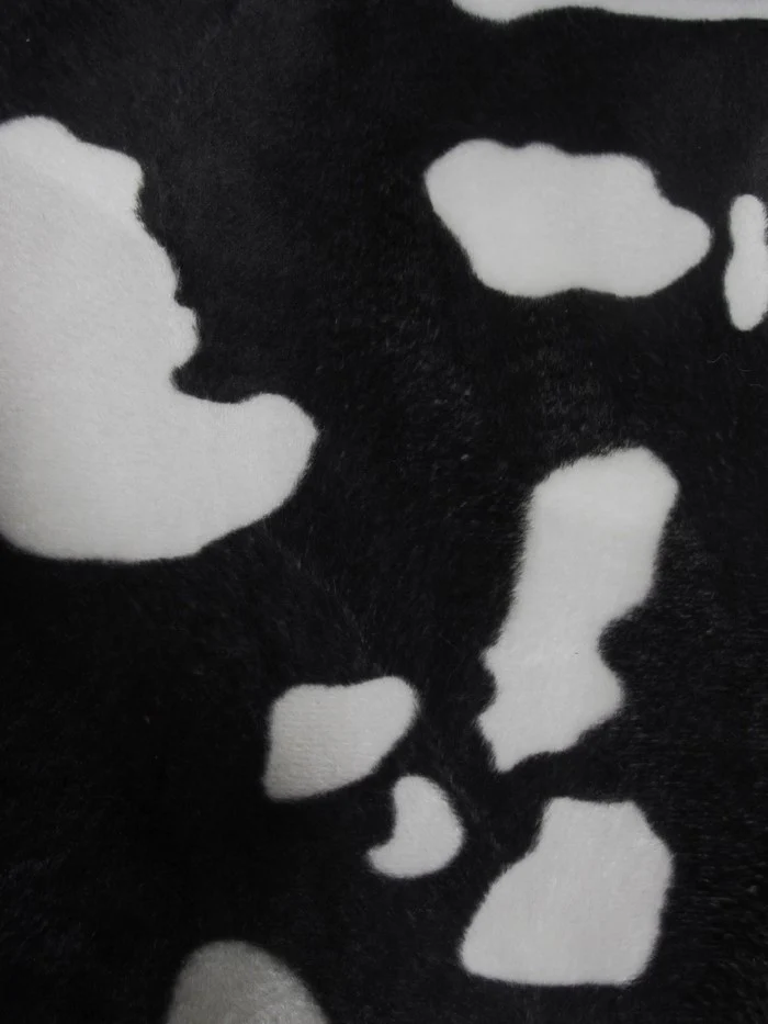 Black/White Velboa Cow Animal Short Pile Fabric / Sold By The Yard - Image 2