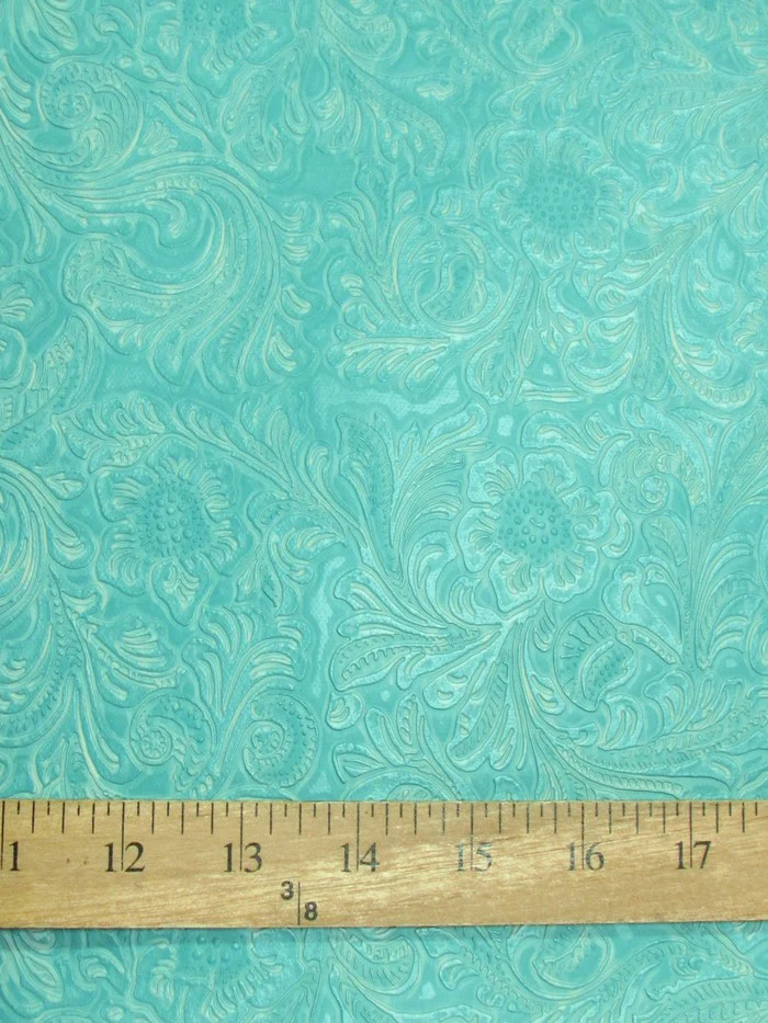 Classic White Vintage Western Floral Pu Leather Fabric / Sold By The Yard - Image 2