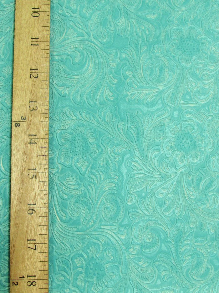 Classic White Vintage Western Floral Pu Leather Fabric / Sold By The Yard - Image 3